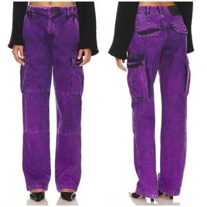 RTA Denim Cargo Pant in Grape Size 25